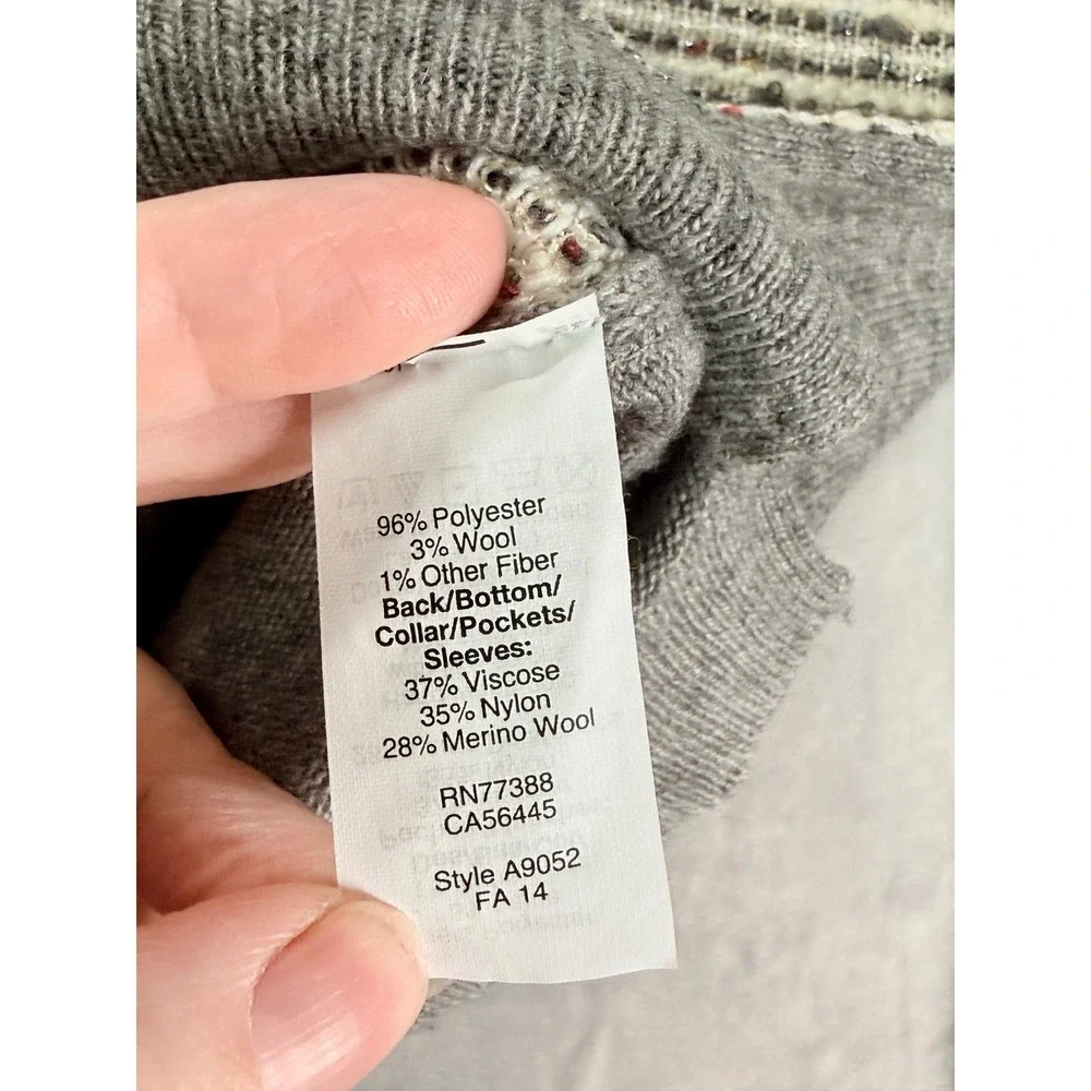 J Crew Womens sz XL Gray Tweed Front Merino Wool‎ Blend Sweater preppy academia